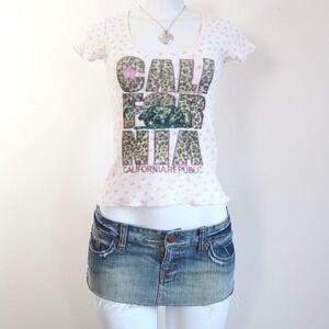 y2k california republic leopard thermal baby tee mcbling